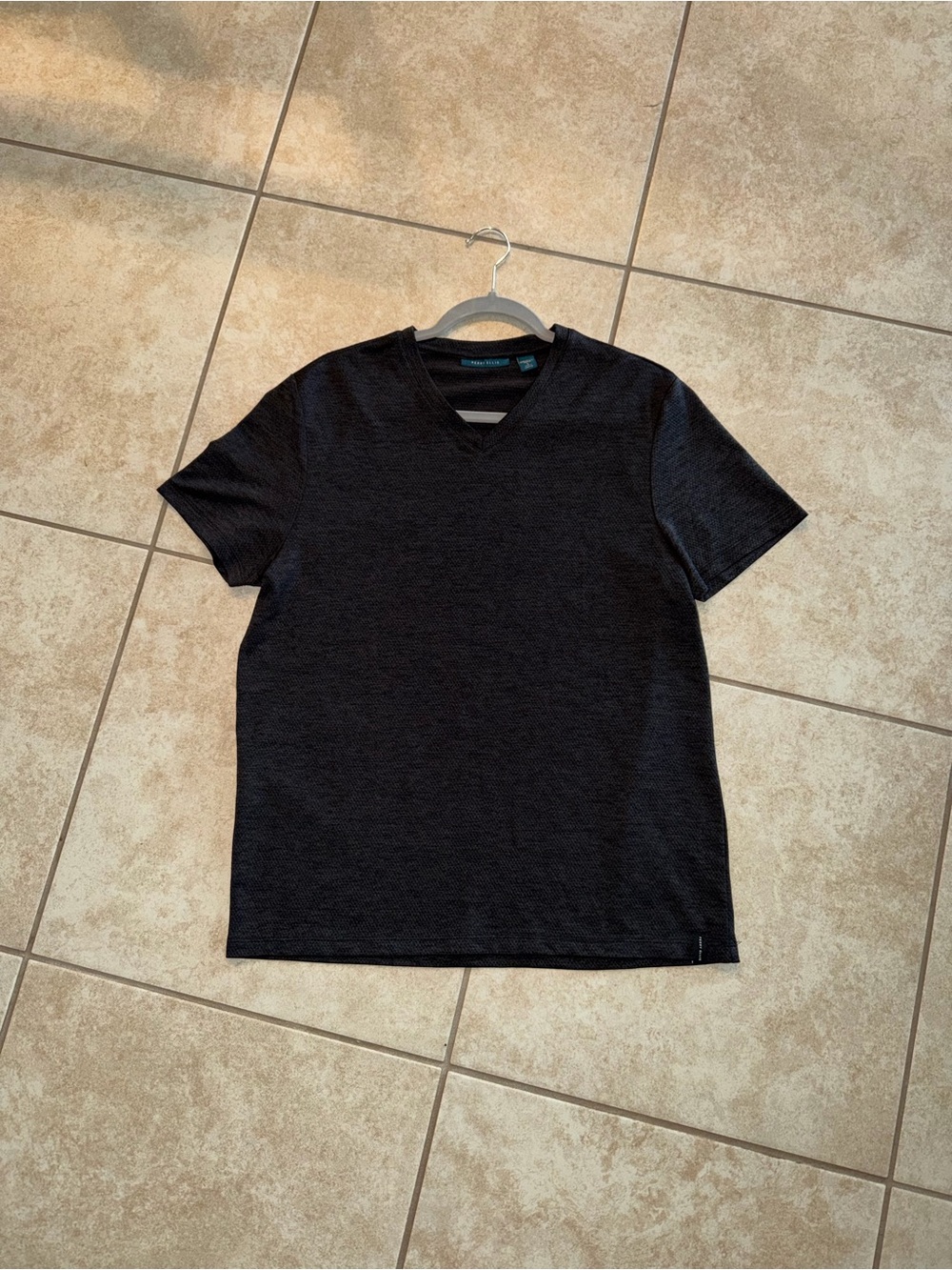 Perry Ellis Vintage Elegant Charcoal Black VNeck Short Sleeve T Shirt